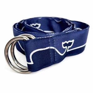 Vineyard Vines Whale Line D-Ring Belt Boys Size XL (39.5 Inch) Blue Logo
